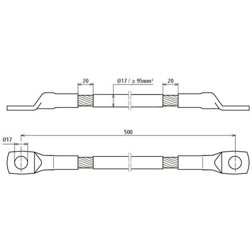 419260 Dehn Stahlseil-Erdungsverbinder beidseitig mit Kabelschuh D 17mm L 500mm Produktbild Additional View 2 L