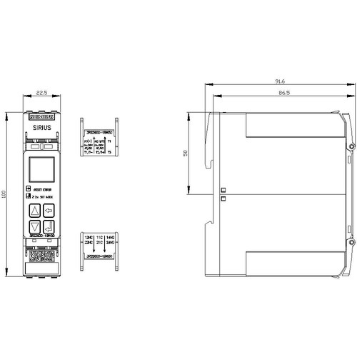 3RS2600-1BW30 Siemens Temperaturrelais, universell, Display, AC/DC 24-240 V, 2  Produktbild Additional View 2 L