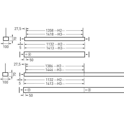 7429362 Trilux Hängeleuchten Solvan Flow H HCL Prismen weiß rechteckig ETDD8 49W Produktbild Additional View 2 L