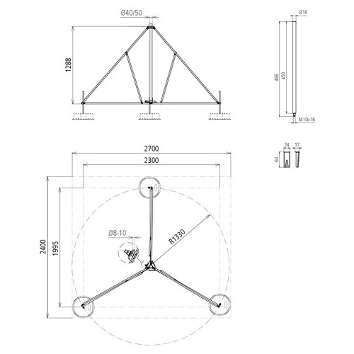 107391 Dehn Dreibeinstativ klappbar mit Halbschale für Rohre D40/50mm Radius 13 Produktbild Additional View 2 L