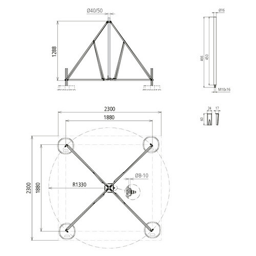 107491 Dehn Vierbeinstativ klappbar mit Halbschale für Rohre D40/50mm Radius 13 Produktbild Additional View 2 L