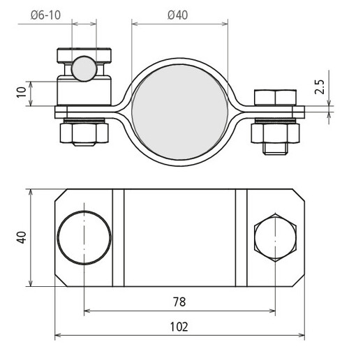 105374 Dehn FS Anschlussschelle NIRO D40 f. Rd 6-10 mm Produktbild Additional View 2 L