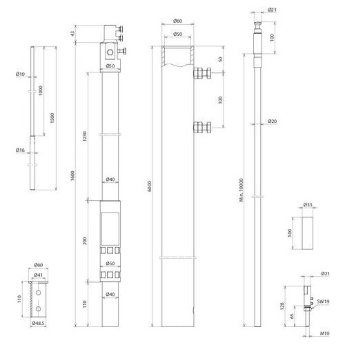 819735 Dehn Fangmast L 9,0m mit HVI light plus D 21mm Cu L min. 8,5m grau - Produktbild Additional View 2 L