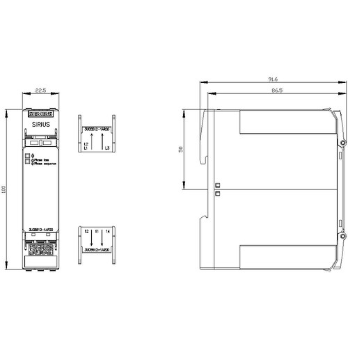 3UG5512-1AR20 Siemens Netzüberwachungsrelais Phasenausfall, - Produktbild Additional View 2 L