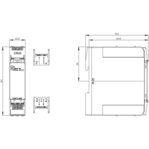 3UG5512-2BR21 Siemens Netzüberwachungsrelais Phasenausfall, - Produktbild Additional View 3 L