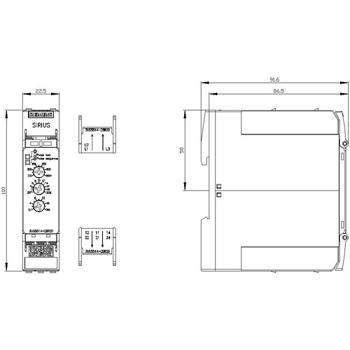 3UG5514-2BR20 Siemens Netzüberwachungsrelais, analog, Phasena Produktbild Additional View 1 L