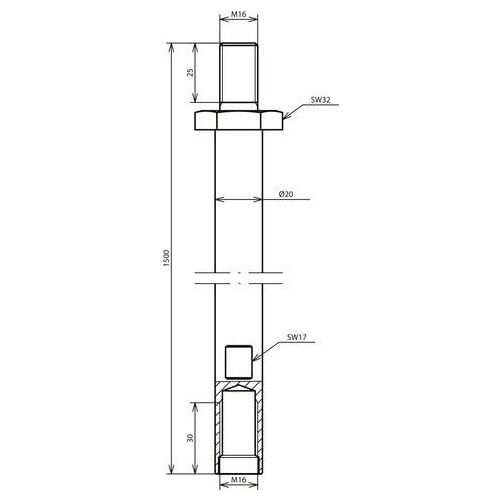 621150 Dehn Tiefenerder schraubbar St/tZn D 20 mm L 1500 mm M16 Produktbild Additional View 2 L