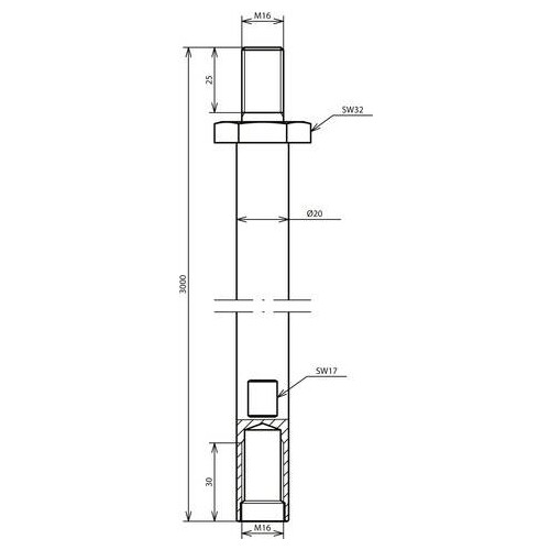 621300 Dehn Tiefenerder schraubbar St/tZn D 20 mm L 3000 mm M16 Produktbild Additional View 2 L