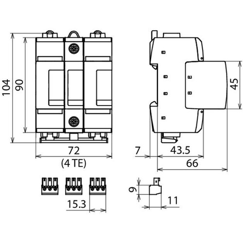 972147 Dehn Kombiableiter Typ 1+2 DEHNguard ME DC Uc 1000V DC Produktbild Additional View 3 L