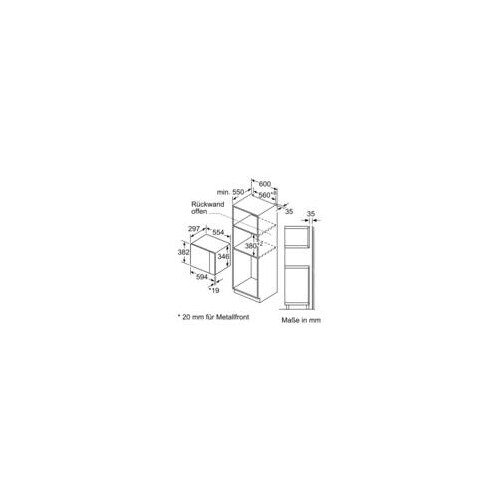 BFL524MS0 Bosch Einbau Mikrowelle 800W schwarz/Edelstahl HxBxT: 382x594x317mm Produktbild Additional View 5 L