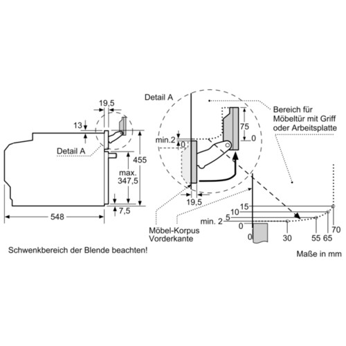 CSG7361B1 Bosch Kompaktdampfbackofen Einbau 60 x 45 cm, Schwarz  Serie 8 Produktbild Additional View 3 L