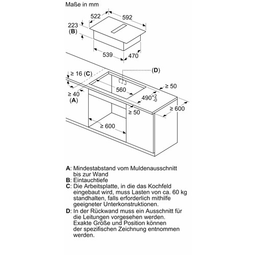 PVS611B16E Bosch Kochfeld mit Dunstabzug Induktion 60cm Rahmenlos aufliegend Produktbild Additional View 6 L