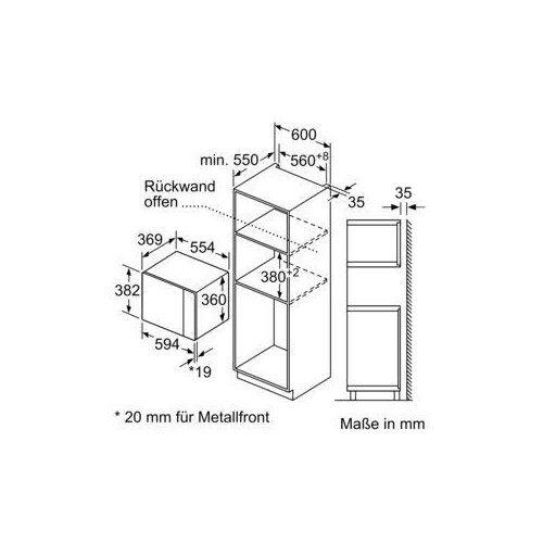 BEL554MB0 Bosch Einbau Mikrowelle 900W schwarz HxBxT: 382x594x388mm Produktbild Additional View 6 L