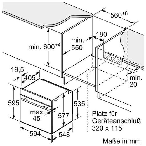 HRG7764B1 Bosch Einbau-Backofen mit Backofen mit Dampfunterstützung, 60 x 60 Produktbild Side View L