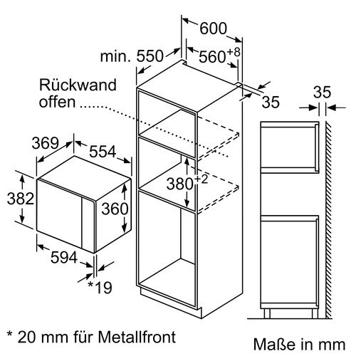 BEL554MB0 Bosch Einbau Mikrowelle 900W schwarz HxBxT: 382x594x388mm Produktbild Additional View 8 L