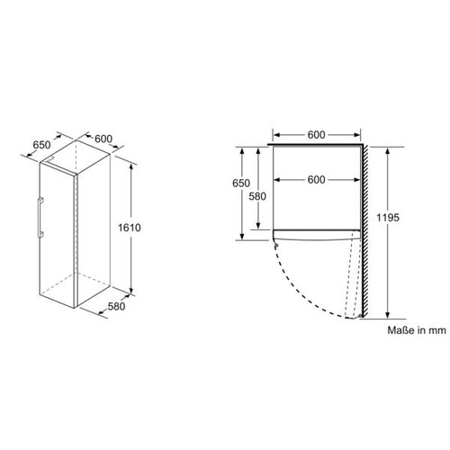 GSN29VWEP Bosch Stand Gefrierschrank PA 161 x 60 cm Weiß Produktbild Back View L