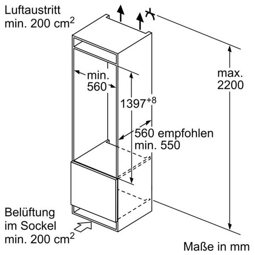 KIL52ADE0 Bosch Einbau-Kühlautomat 140 x 56 cm Flachscharnier Produktbild Back View L