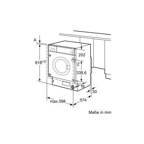 WIW28443 Bosch Einbauwaschmaschine 8 kg 1400 U/min Produktbild Back View L