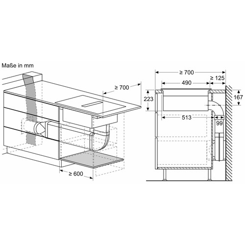 PVQ711F15E Bosch Induktionskochfeld 70cm Rahmenlos mit Dunstabzug Produktbild Back View L