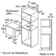 BFL524MB0 Bosch Einbau Mikrowelle 800W schwarz HxBxT: 382x594x317mm Produktbild Back View S