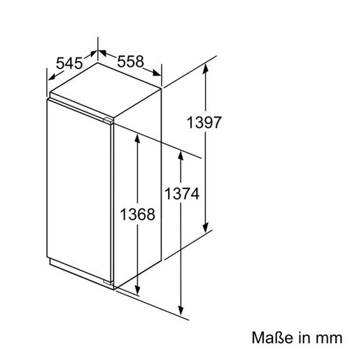 KIF51AFE0 Bosch Einbau-Kühlautomat 140 x 56 cm Flachscharnier Produktbild Side View L