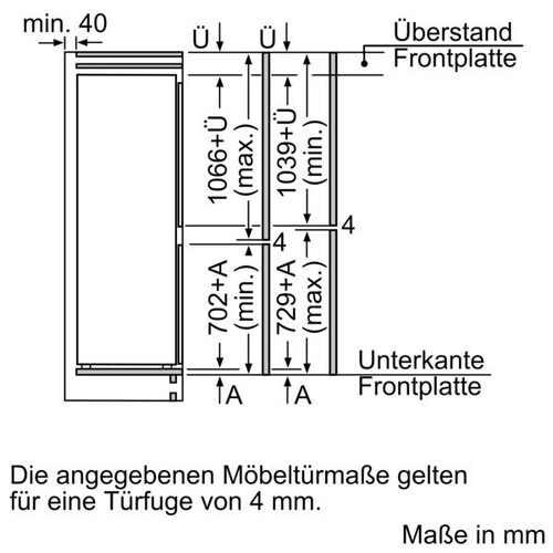 KIF86PFE0 Bosch Einbau-Kühl- Gefrierkombination 177.2 x 55.8 cm Produktbild Side View L