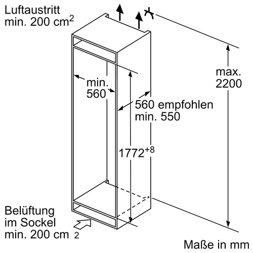 KIS86AFE0 Bosch Einbau-Kühl- Gefrierkombination 177.2 x 55.8 cm Produktbild Back View L