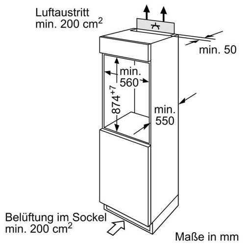 GIV21VSE0 Bosch Einbau-Gefrierschrank 87.4 x 54.1 cm Schleppscharnier Produktbild Side View L