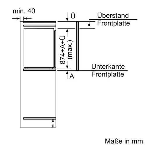 KIR21NSE0 Bosch Einbau-Kühlschrank 88 x 56 Cooler Schleppscharnier Produktbild Side View L