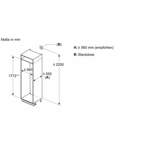 KIN86NSE0 Bosch Geräte Einbau-Kühl- Gefrierkombination Produktbild Side View L