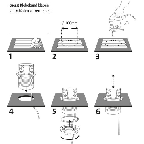 229005011 Kopp 3 fach Steckdosenturm zum Möbeleinbau, erhöhter Berührungsschutz, Produktbild Additional View 2 L