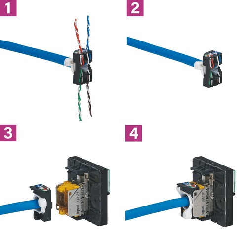 076573 Legrand Mosaic Cat6A geschirmt 1-fach 1 Modul, werkzeuglos, ws Produktbild Additional View 1 L