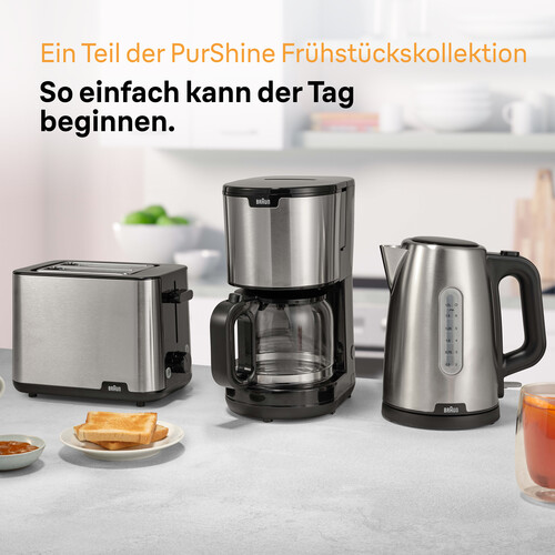 0X21010072 Braun WK1500BK Wasserkocher PurShine 2200W 1,7L Silber/Schwarz Produktbild Additional View 2 L
