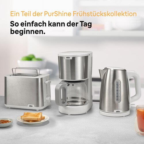 0X21010071 Braun WK1500WH Wasserkocher PurShine 2200W 1,7L Silber/weiß Produktbild Additional View 2 L