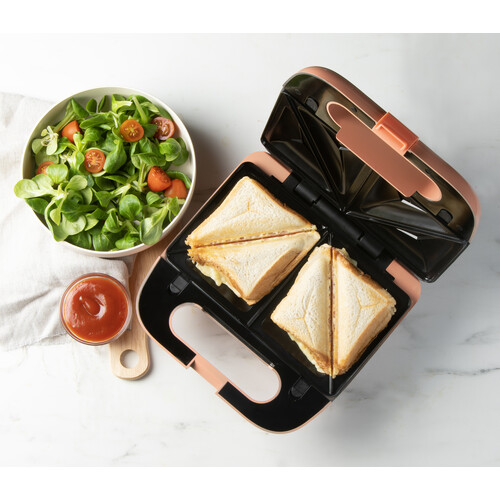 DO1106C Domo Snack Party 2-in-1 Sandwichmaker und Waffeleisen rosa Produktbild Back View L