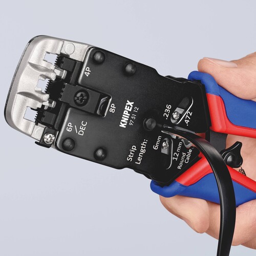 975112SB KNIPEX CRIMPZANGE F.WESTERN- STECKER RJ10, RJ11/12, RJ45 Produktbild Additional View 5 L