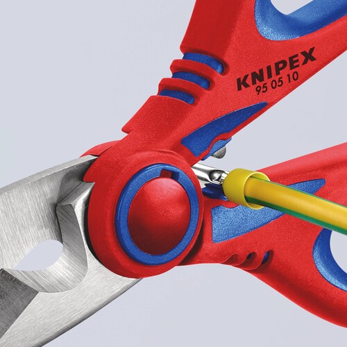 95 05 10 SB Knipex Elektrikerschere mit Crimpfunktion für Aderendhülsen Produktbild Back View L