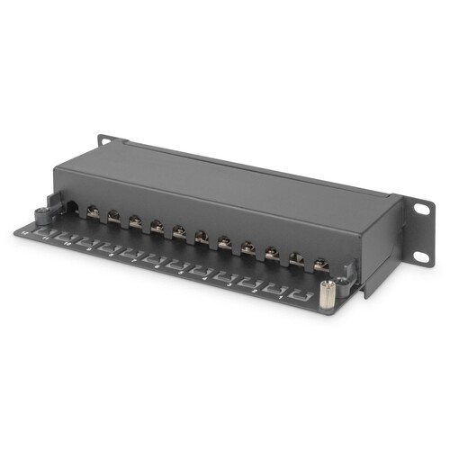 DN91612S CAT.6 Patchpanel, 12xRJ45 STP 10Zoll 1HE RAL 9005 schwarz Produktbild Additional View 2 L