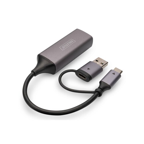 DN-3028 Digitus USB Type C Gigabit Ethernet Adapter 2.5G USB C + USB A Produktbild Additional View 2 L