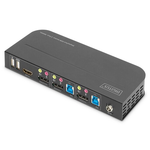 DS-12850 Digitus KVM SWITCH 2 Port, 2xDP in 1x DP/HDMI out, 4K60Hz, DD Produktbild Additional View 2 L