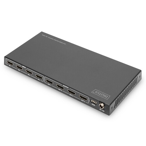 DS-55511 Digitus 4x4 HDMI Matrix Switch, 4K/60Hz 18 Gps, HDR, EDID, Downscaler,  Produktbild Additional View 2 L