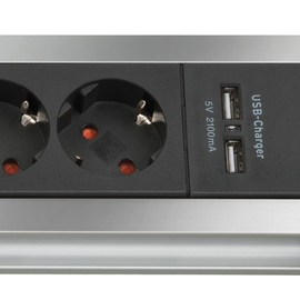 1391000516 Brennenstuhl Premium ALU Line 6fach schwarz *DE* 3m H05VV F3G1,5 USB, Produktbild
