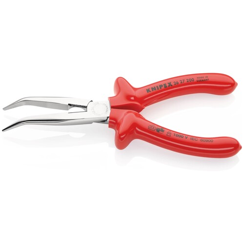 2627200 KNIPEX FLACHRUNDZANGE M.SCHNEIDE LANG GEBOGEN 200MM  VDE 1000V GETAUCHT Produktbild Additional View 1 L