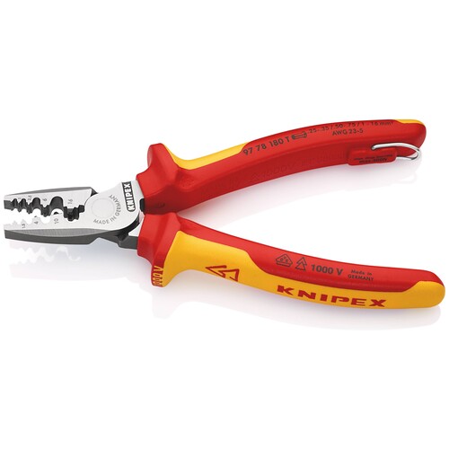 97 78 180 T Knipex Aderendhuelsenzange m. Befestigungsöse Produktbild Additional View 1 L