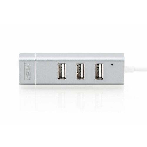 DA-70253 Digitus USB Hub  3x USB 2.0 Lan Typ C 3xUSB2.0, 1xRJ45, 10-1000Mbps Produktbild Additional View 2 L