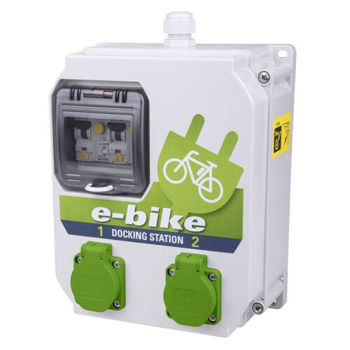 9013024 PCE Ladestation e-bike Docking Station 2x Schutzkontakt-Steckd. Produktbild Additional View 1 L