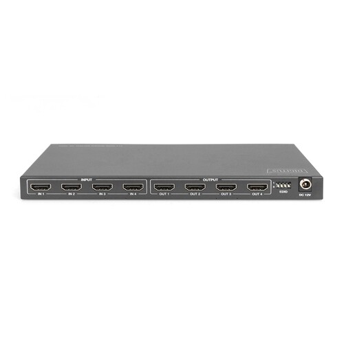 DS-55511 Digitus 4x4 HDMI Matrix Switch, 4K/60Hz 18 Gps, HDR, EDID, Downscaler,  Produktbild Additional View 3 L