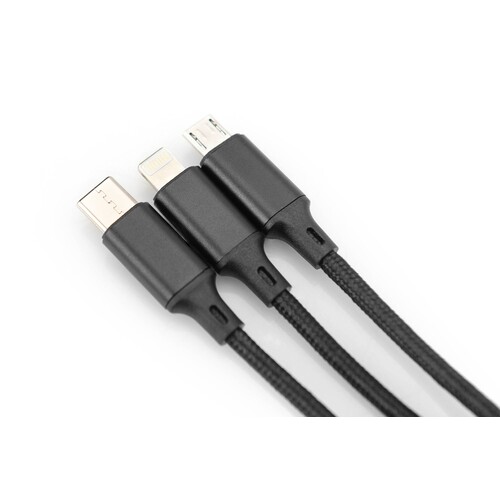 AK-300160-010-S Assmann 3 in 1 Ladekabel USB-A auf USB-C/Micro-B/Apple Lightn.8-P Produktbild Additional View 3 L