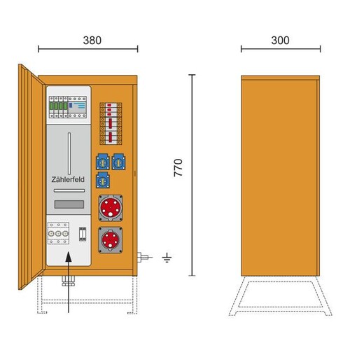 690000002 PCE Baustromverteiler 35A AVEV 35/11-3/V1/ÜA m.DO2 Sicherungen Produktbild Additional View 3 L