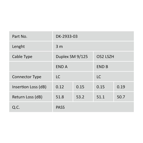 DK-2933-03 Digi LWL Patchkabel Duplex OS2 LC-LC 3m Produktbild Additional View 4 L